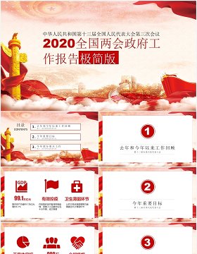 2020全国两会政府工作报告极简版PPT模板