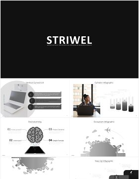 黑白灰简约商务可视化工作阶梯图表PPT模板striwel powerpoint