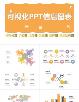 黄色简洁商务循环图可视化PPT信息图表