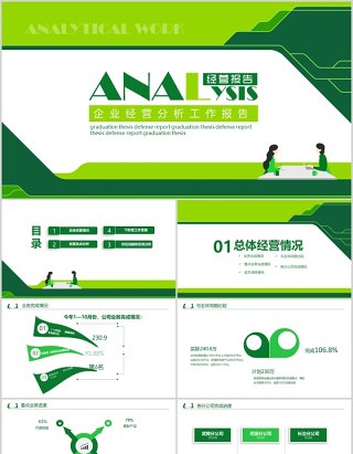 绿色商务企业经营分析工作报告PPT模板