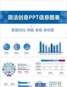 原创简洁创意数据对比关系PPT信息图表