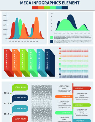 大型信息图形元素集合海报/PPT可编辑矢量素材