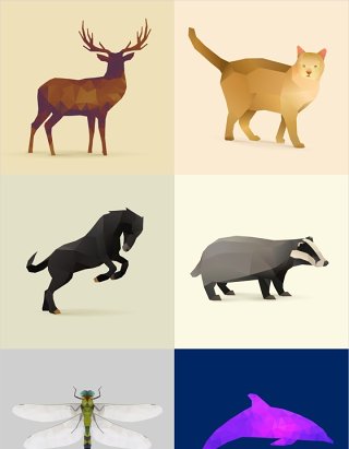 20个角形立体动物插画eps矢量素材
