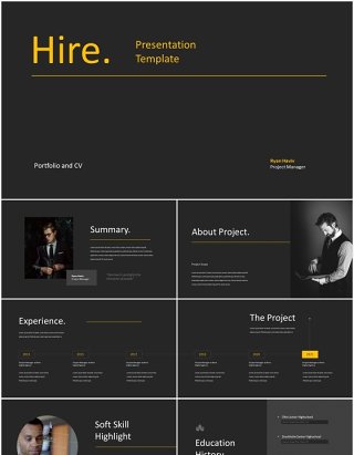 雇佣招聘公司宣传PPT模板hire portfolio powerpoint template