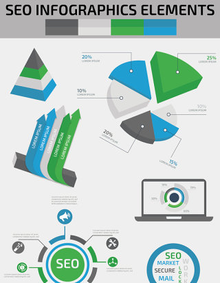 SEO信息图形元素集海报/PPT图表元素海报/PPT可编辑矢量素材