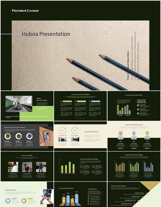 深色商务公司宣传介绍PPT模板Huboa-Craft Business Pitch Deck Powerpoint