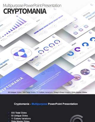 11套色系多用途PPT信息图表模板Cryptomania Multipurpose PowerPoint Presentation