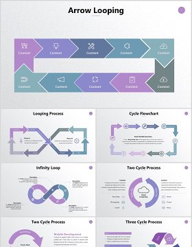循环步骤关系流程图信息图表PPT素材动态元素