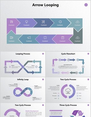 循环步骤关系流程图信息图表PPT素材动态元素