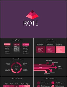 深色商务金字塔箭头流程图信息图表PPT模板素材rote powerpoint template