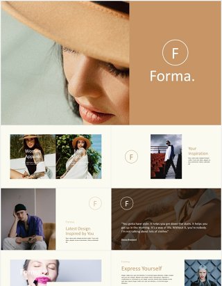 时尚模特展示宣传PPT模板forma modern minimal powerpoint template