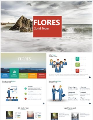 多功能实用可视化数据信息图表PPT素材模板flores powerpoint template