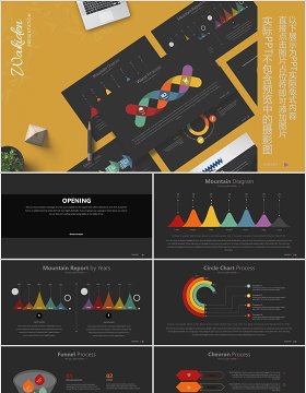 黑色商业计划书PPT信息图表可视化模板Wakiden - Powerpoint Template