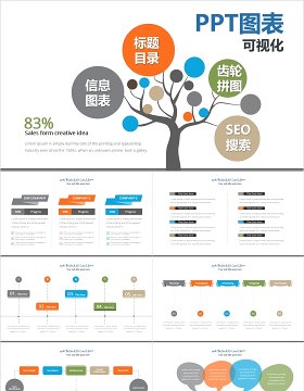 标题目录齿轮拼图SEO搜索可视化PPT信息图表元素