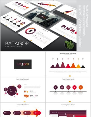 商务可视化金字塔阶梯上升台阶流程图PPT素材模板Batagor Powerpoint