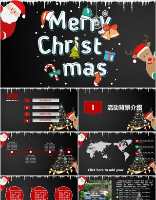 Merry christmas英文圣诞节节日活动策划PPT模板