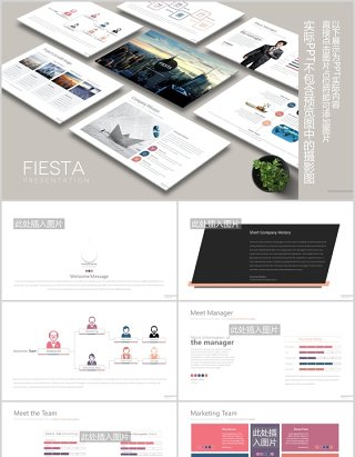 高端商务大气公司宣传团队介绍组织架构图PPT可插图排版模板FIESTA Powerpoint