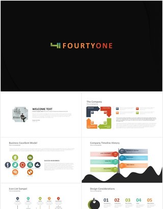 高端阶梯金字塔数据图表工作通用PPT模板fourty one powerpoint template