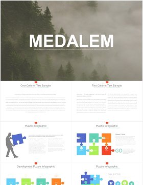 创意拼图可视化PPT素材模板medalem powerpoint