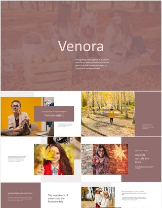 优雅时尚模特摄影展示PPT模板Venora - Elegant Powerpoint Template