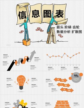 数据分析扩散图PPT信息图表素材