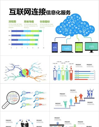 互联网连接信息化服务PPT图表模板
