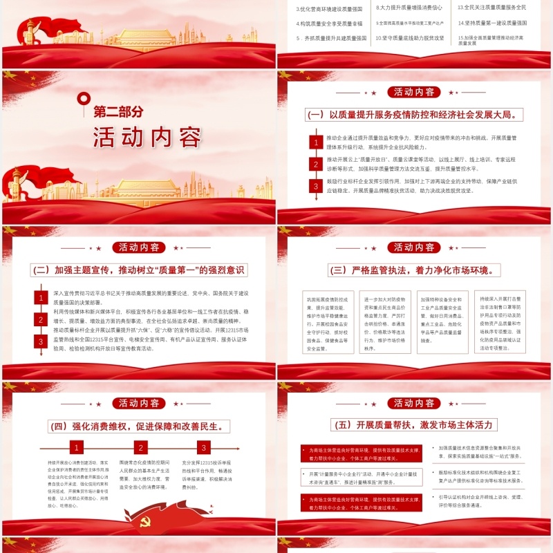 党建党课全国质量月专题课件PPT模板