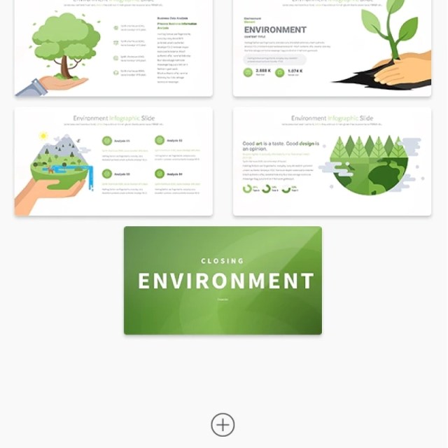 11套色系绿色生态环境PPT信息图形幻灯片演示Environment - PowerPoint Infographics Slides