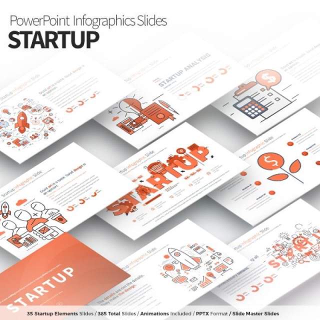 11套色系项目启动PPT信息图形幻灯片Startup - PowerPoint Infographics Slides