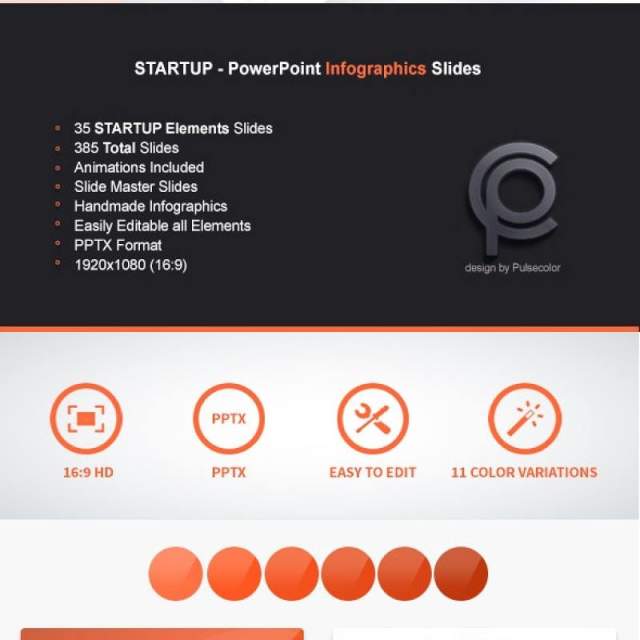 11套色系项目启动PPT信息图形幻灯片Startup - PowerPoint Infographics Slides