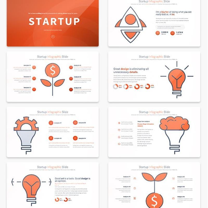 11套色系项目启动PPT信息图形幻灯片Startup - PowerPoint Infographics Slides