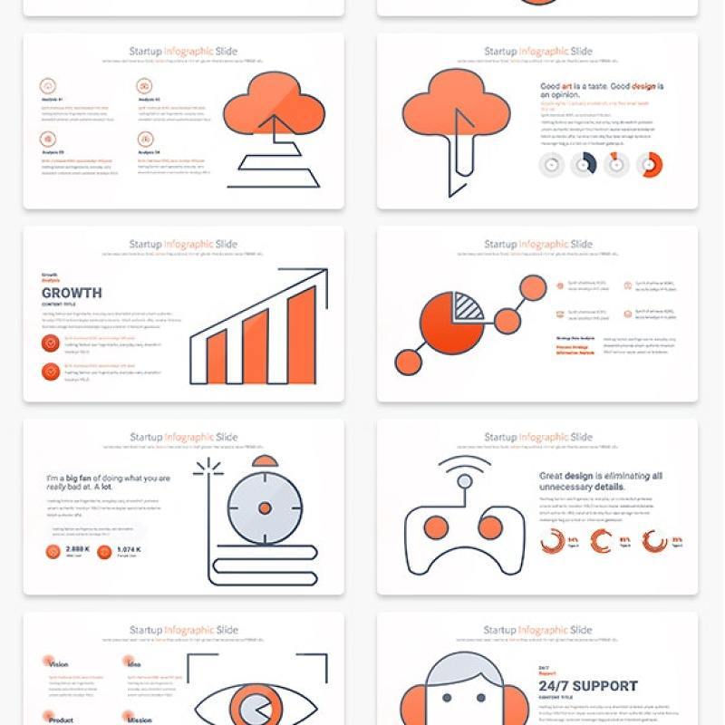 11套色系项目启动PPT信息图形幻灯片Startup - PowerPoint Infographics Slides