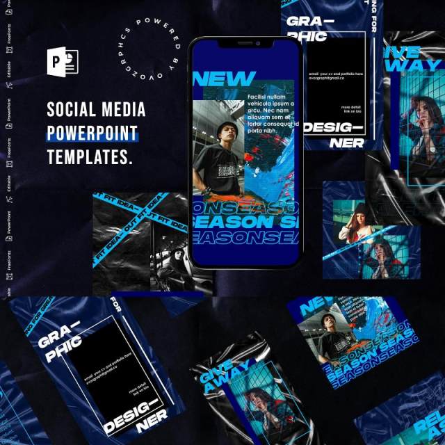 蓝色简洁手机竖版社交媒体杂志PPT版式模板不含照片Social Media PowerPoint Template 蓝色简洁手机竖版社交媒体杂志PPT版式模板不含照片Social Media PowerPoint Template