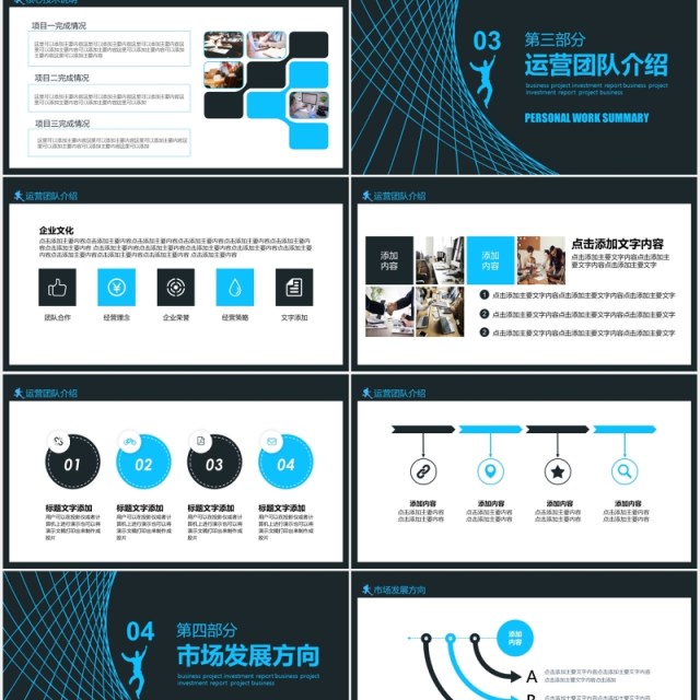 深色商务商业合作投资计划报告动态PPT模板