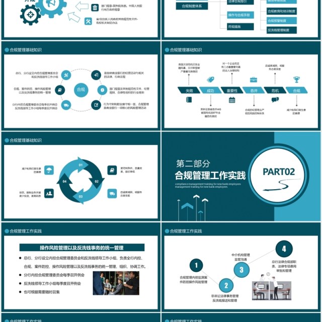 蓝色企业管理培训员工合规内控管理知识PPT模板