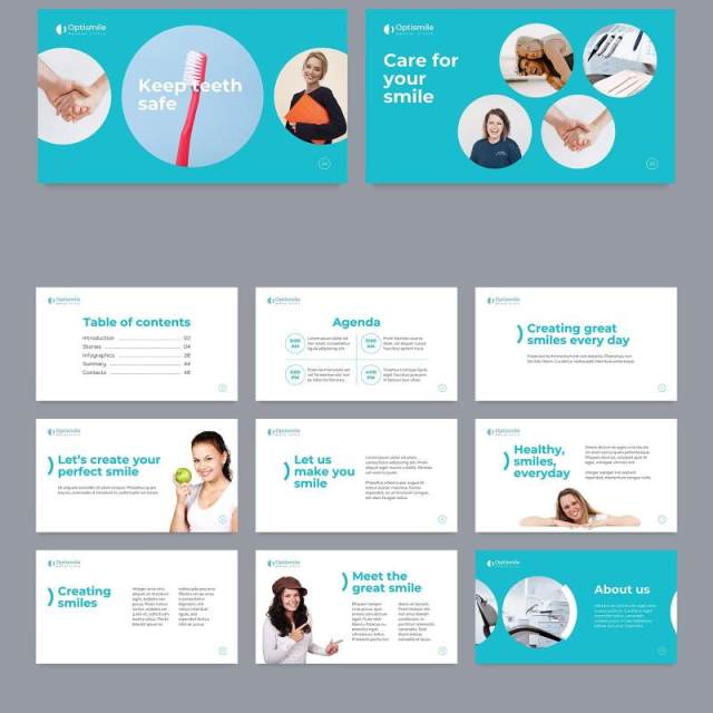 牙科牙医诊所医疗医院PPT版式模板Dental Clinic PowerPoint Presentation Template