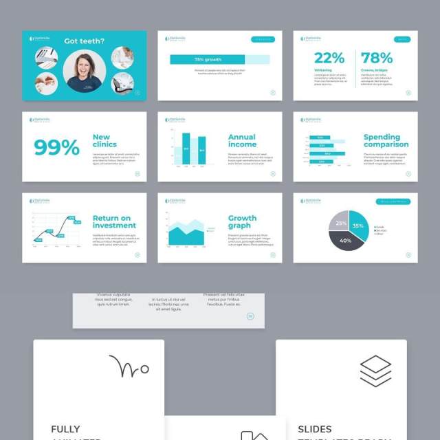 牙科牙医诊所医疗医院PPT版式模板Dental Clinic PowerPoint Presentation Template