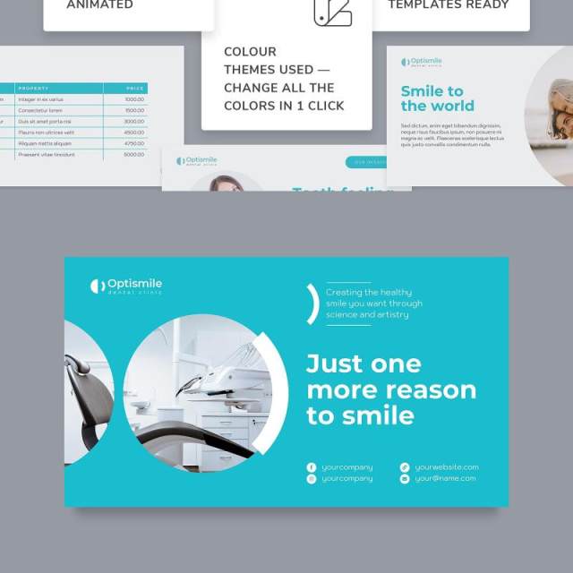 牙科牙医诊所医疗医院PPT版式模板Dental Clinic PowerPoint Presentation Template