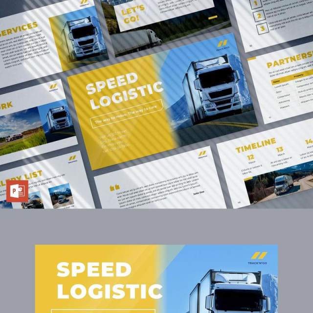 货运运输物流管理介绍报告PPT模板不含照片Trucking Logistics PowerPoint Presentation