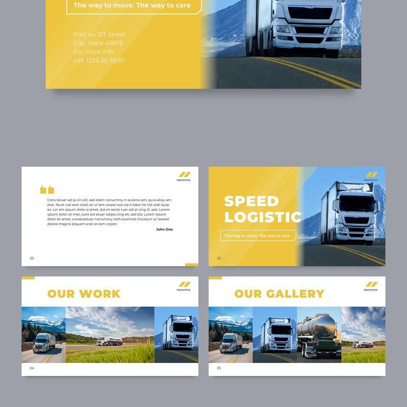 货运运输物流管理介绍报告PPT模板不含照片Trucking Logistics PowerPoint Presentation