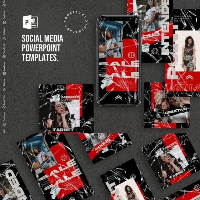 黑红色手机竖版社交媒体PPT模板Social Media PowerPoint Template 黑红色手机竖版社交媒体PPT模板Social Media PowerPoint Template
