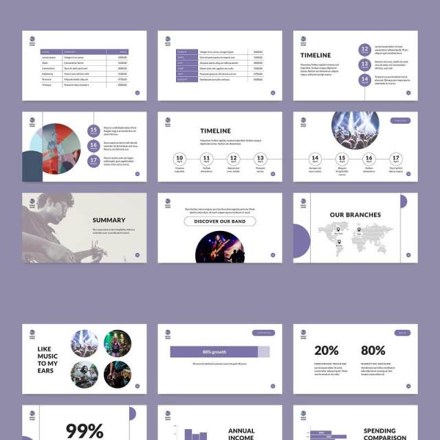音乐家歌手音乐乐队介绍PPT模板不含照片Music Band PowerPoint Presentation Template 音乐家歌手音乐乐队介绍PPT模板不含照片Music Band PowerPoint Presentation Template