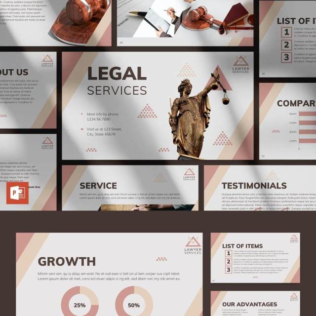 法律律师专业PPT模板不含照片Legal Services PowerPoint Presentation Template