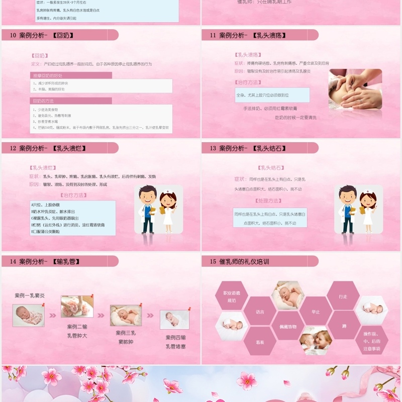 粉色简约高级催乳师培训课件母婴护理PPT模板