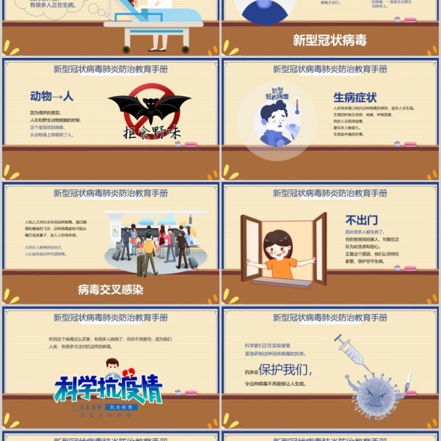 幼儿小学生防护知识新型冠状病毒肺炎PPT课件模板 幼儿小学生防护知识新型冠状病毒肺炎PPT课件模板