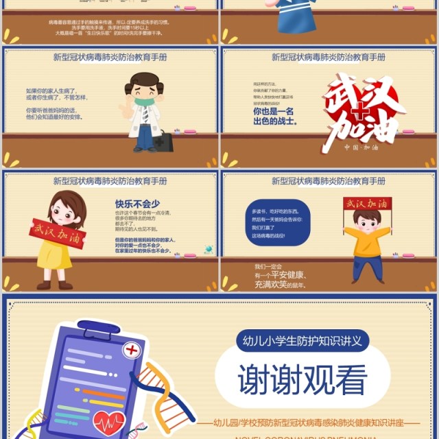 幼儿小学生防护知识新型冠状病毒肺炎PPT课件模板 幼儿小学生防护知识新型冠状病毒肺炎PPT课件模板