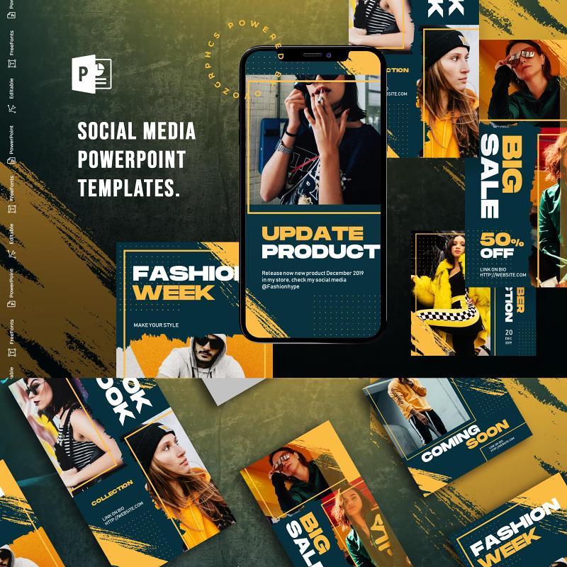 手机竖版社交媒体PPT模板Social Media PowerPoint Template