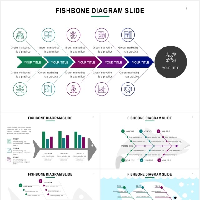 鱼骨图信息图表PPT可视化素材Fishbone Powerpoint Template