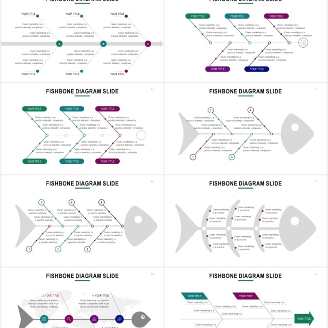 鱼骨图信息图表PPT可视化素材Fishbone Powerpoint Template