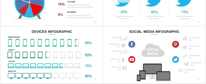 社交媒体运营PPT信息图表素材Social Media Slides V1 Powerpoint Template